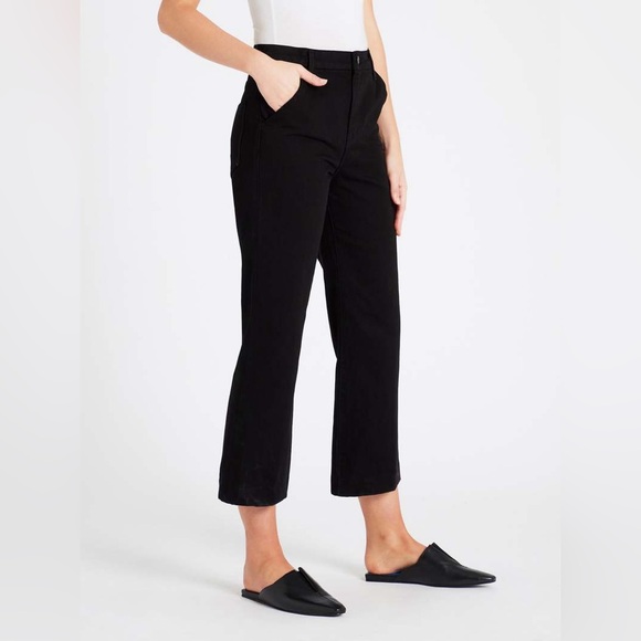 J Brand Joan Crop Wide Leg High Rise Trouser Jeans Black Size 28 - Picture 1 of 6